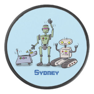 Palet De Hockey Joyeux joli dessin de trois robots trio
