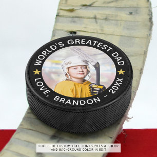 Palet De Hockey La plus grande photo de papa du monde personnalisé