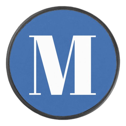Palet De Hockey LETTRE INITIALE Bleu Profond Monogramme Moderne De (Devant)