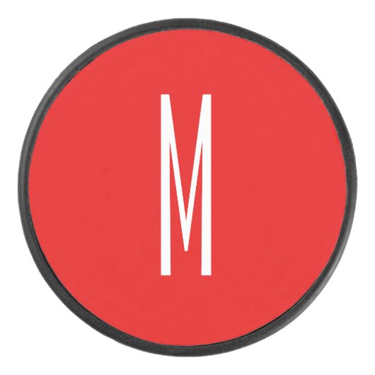 Palet De Hockey Lettre initiale Monogramme Style moderne Rouge Bla (Devant)