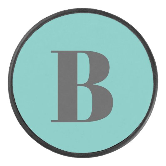 PALET DE HOCKEY LETTRE INITIALE TURQUOISE CLAIRE UNIQUE (Devant)