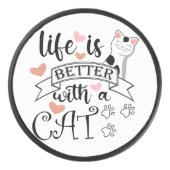 Palet De Hockey Life is Better With a Cat quote slogan (Devant)