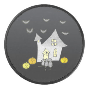 Palet De Hockey Maison d'Halloween, chats noirs, chauves-souris, c