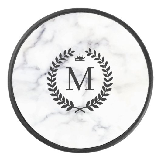 Palet De Hockey Marbre blanc Black Laurel Wreath Monogramme (Devant)