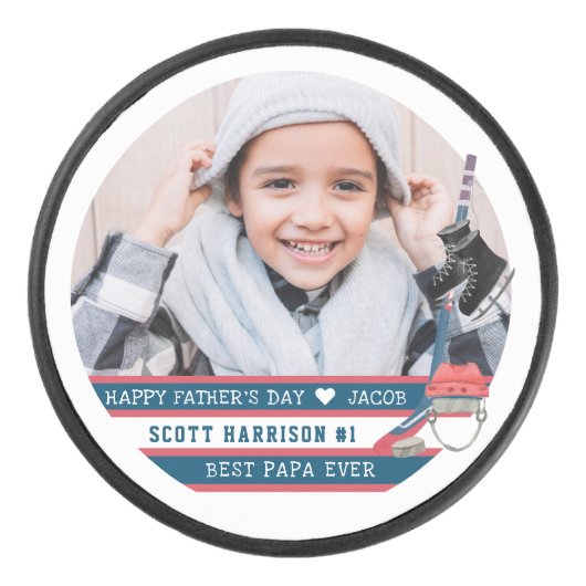 Palet De Hockey Meilleur Papa jamais | Photo Lettrée main (Devant)