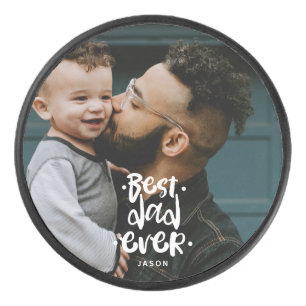 Palet De Hockey Meilleur Papa Personnalisé avec Photo Cadeau de Fê