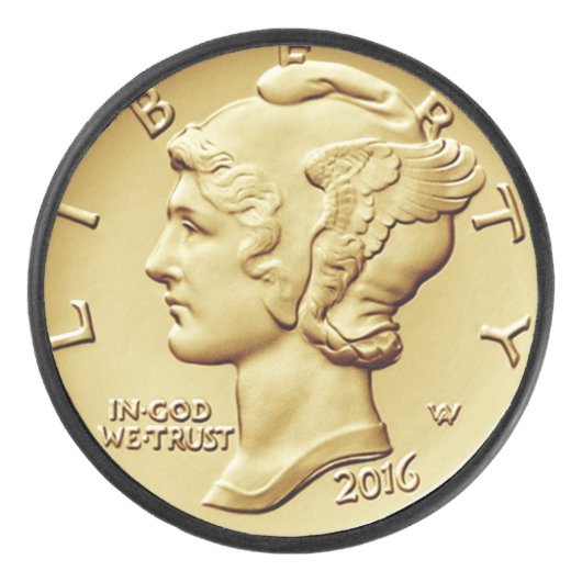 Palet De Hockey Mercury Dime Centennial Gold Coin Image ~ (Devant)