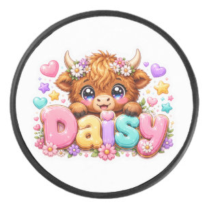 Palet De Hockey Mignon Kawaii Daisy Highland Cow Nom Rose Pastel F