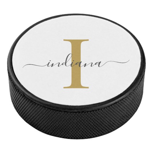 Palet De Hockey Monogram Gold Grey Nom du script Modern Typographi (3/4/2016 12:00:00 AM)