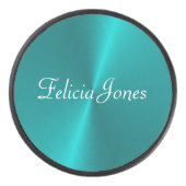 Palet De Hockey Monogramme bleu brillant en faux métal (Devant)