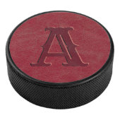Palet De Hockey Monogramme de texture en cuir rouge rustique (3/4/2016 12:00:00 AM)