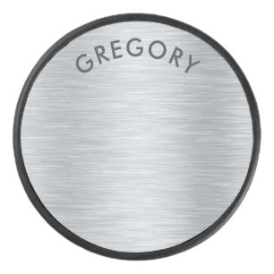 Palet De Hockey monogramme de texture grise métallique personnalis