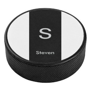 Palet De Hockey Monogramme deux tons moderne noir et blanc