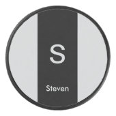 Palet De Hockey Monogramme deux tons moderne noir et gris (Devant)