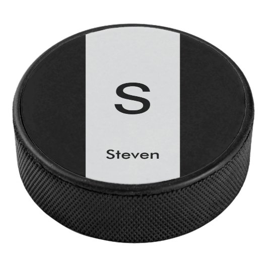 Palet De Hockey Monogramme Deux tons moderne noir et gris clair (3/4/2016 12:00:00 AM)