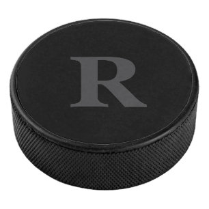 Palet De Hockey Monogramme élégant noir et gris