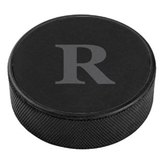 Palet De Hockey Monogramme élégant noir et gris