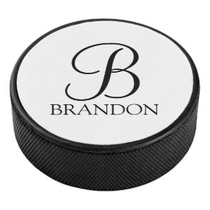 Palet De Hockey Monogramme et nom de script personnalisé