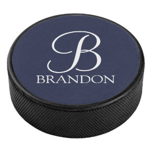 Palet De Hockey Monogramme et nom de script personnalisé