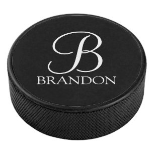 Palet De Hockey Monogramme et nom de script personnalisé