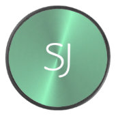 Palet De Hockey Monogramme métallique vert brillant (Devant)