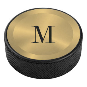 Palet De Hockey Monogramme minimal de texture métallique or