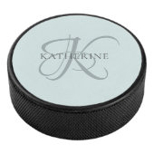Palet De Hockey Monogramme moderne élégant Script Aqua Blue (3/4/2016 12:00:00 AM)