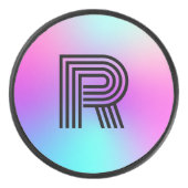 Palet De Hockey Monogramme néon rose bleu et violet ombre (Devant)