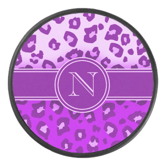 Palet De Hockey monogramme violet Empreinte de léopard (Devant)