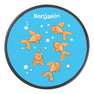 Palet De Hockey Morceau de poisson rouge orange mignon sur dessin