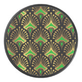 Palet De Hockey Motif Art déco or et vert sur noir (Devant)