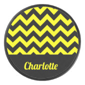 Palet De Hockey Motif chevron jaune et noir personnalisable (Devant)