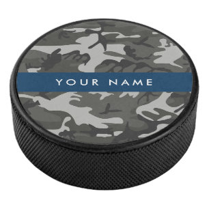 Palet De Hockey Motif de camouflage gris, Votre nom, Personnaliser