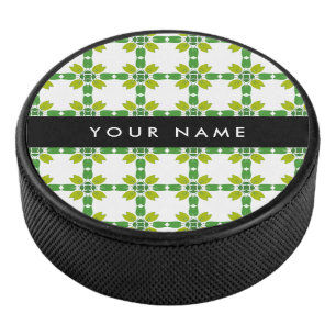 Palet De Hockey Motif de feuille, Feuilles vertes, Votre nom