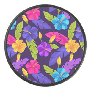 Palet De Hockey Motif de fleurs Feuilles tropicales colorées