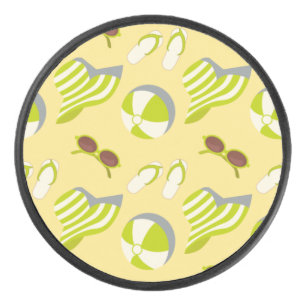 Palet De Hockey Motif de plage avec lunettes de soleil et casquett
