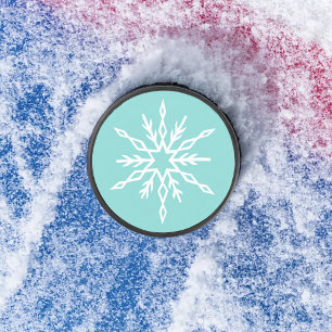 Palet De Hockey Motif Flocons de Neige Bleu Turquoise Doux Gel Hiv
