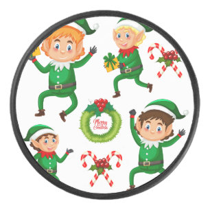 Palet De Hockey Noël Joyeux elfe avec Motif cadeau