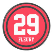 Palet De Hockey Noir solide d'anneau + votre nom et nombre (Devant)