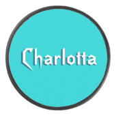 Palet De Hockey Nom Cuztomisé 3D blanc moderne | bleu turquoise (Devant)