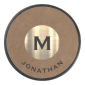 Palet De Hockey Nom du monogramme classique d'or moderne (Devant)