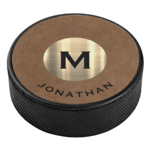 Palet De Hockey Nom du monogramme classique d'or moderne