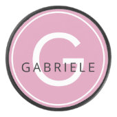 Palet De Hockey Nom personnalisé rose et lettre initiale (Devant)