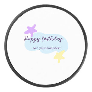 Palet De Hockey Nuages bleus pastel étoiles violet joyeux annivers
