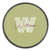 Palet De Hockey Original et script monogrammé olive d'anniversaire (Devant)