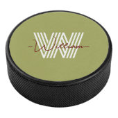 Palet De Hockey Original et script monogrammé olive d'anniversaire (3/4/2016 12:00:00 AM)