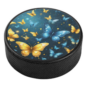 Palet De Hockey Papillons Bleus Et Jaunes Volant,