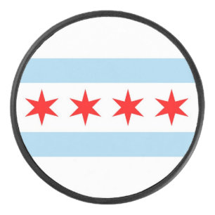 Palet De Hockey Patriotique hockeyeur avec drapeau de Chicago