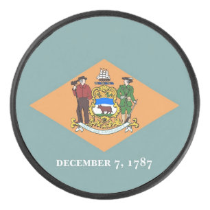 Palet De Hockey Patriotique hockeyeur avec drapeau du Delaware