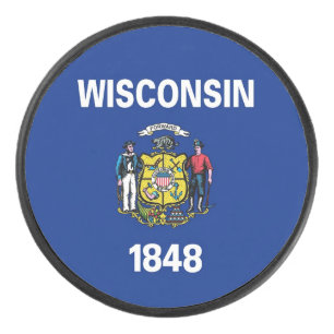 Palet De Hockey Patriotique hockeyeur avec drapeau du Wisconsin